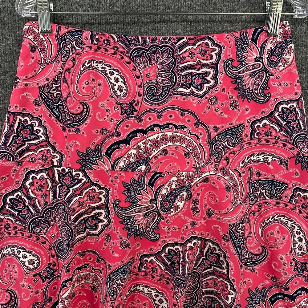 Vintage 90s Lauren Ralph Skirt 4 Pink Paisley Mid Rise Fit Flare Flowy Y2K Fairy